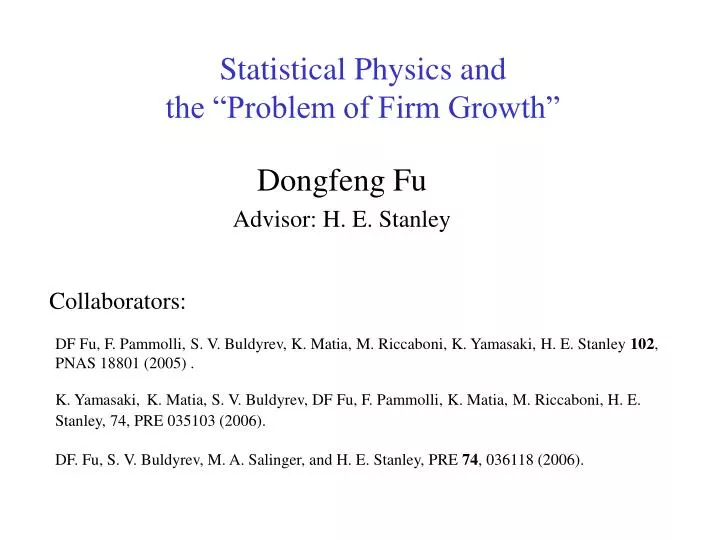 statistical physics and the problem of firm growth