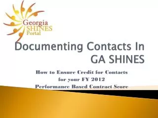 Documenting Contacts In GA SHINES