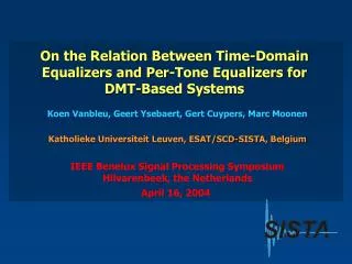 On the Relation Between Time-Domain Equalizers and Per-Tone Equalizers for DMT-Based Systems
