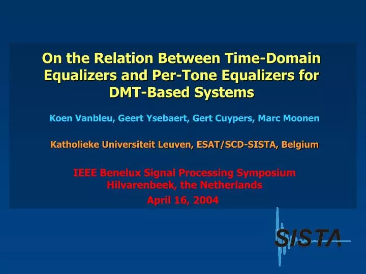 on the relation between time domain equalizers and per tone equalizers for dmt based systems