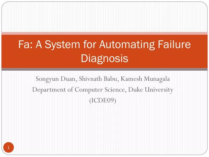 fa a system for automating failure diagnosis