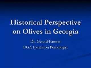 Historical Perspective on Olives in Georgia