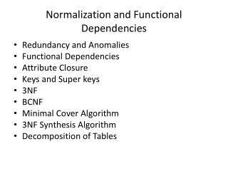 Normalization and Functional Dependencies