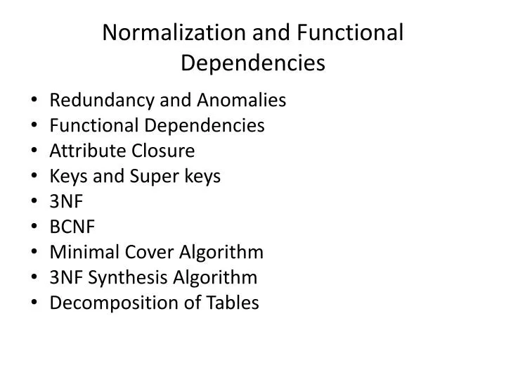 normalization and functional dependencies