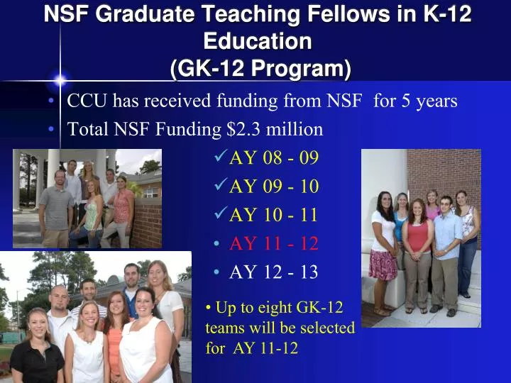 nsf graduate teaching fellows in k 12 education gk 12 program