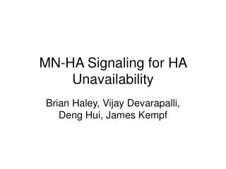 MN-HA Signaling for HA Unavailability
