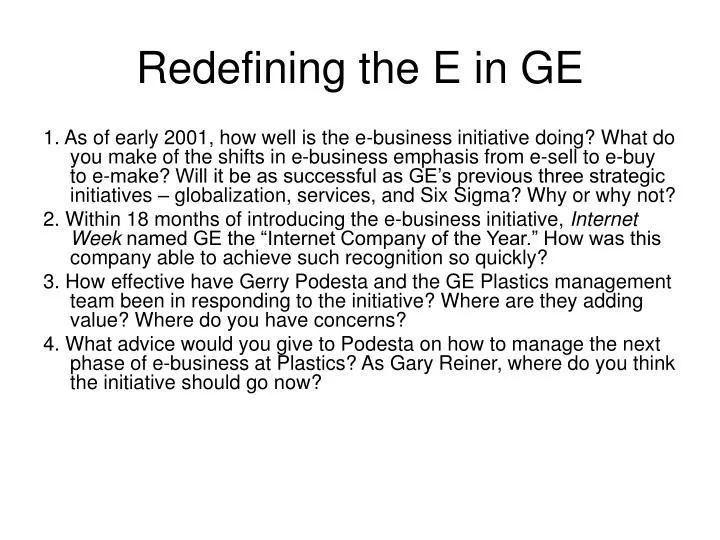 redefining the e in ge