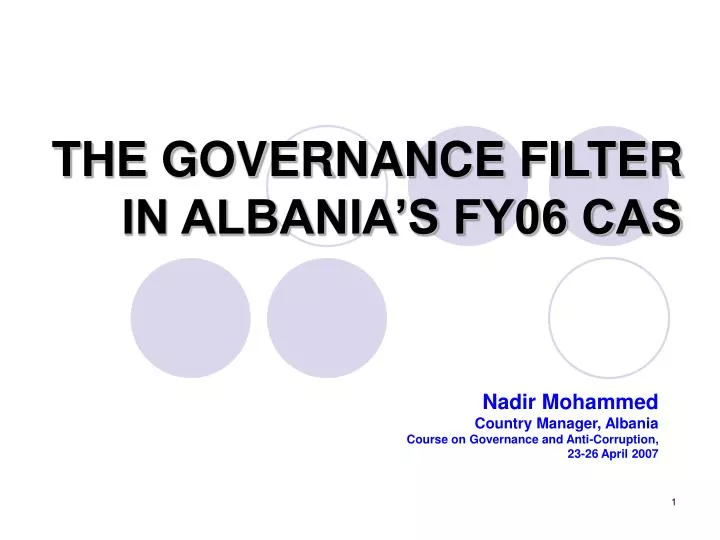 the governance filter in albania s fy06 cas