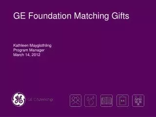 GE Foundation Matching Gifts