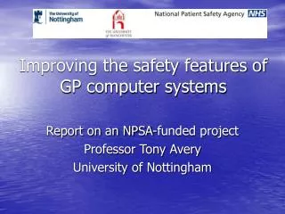 Improving the safety features of GP computer systems