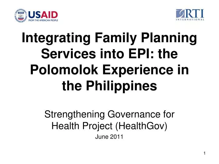 integrating family planning services into epi the polomolok experience in the philippines