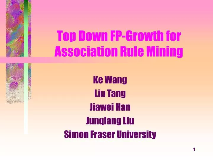 top down fp growth for association rule mining