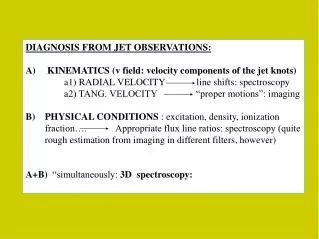 DIAGNOSIS FROM JET OBSERVATIONS: KINEMATICS (v field: velocity components of the jet knots)