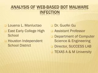 ANALYSIS OF WEB-BASED BOT MALWARE INFECTION