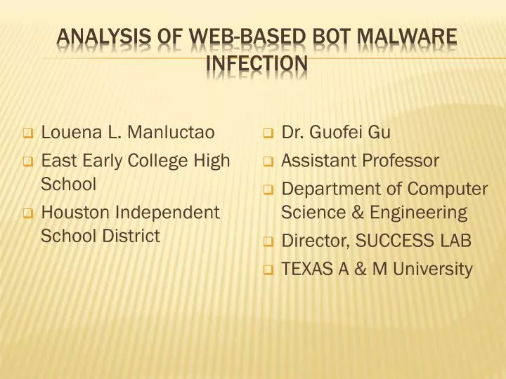 analysis of web based bot malware infection