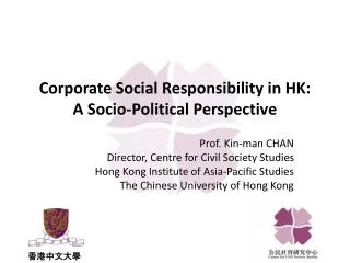Corporate Social Responsibility in HK: A Socio-Political Perspective