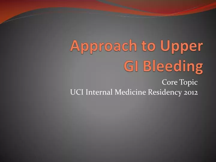 approach to upper gi bleeding