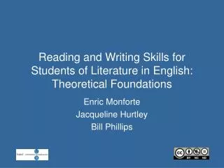 Reading and Writing Skills for Students of Literature in English: Theoretical Foundations