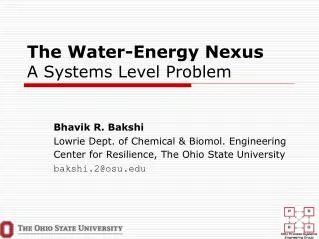 The Water-Energy Nexus A Systems Level Problem