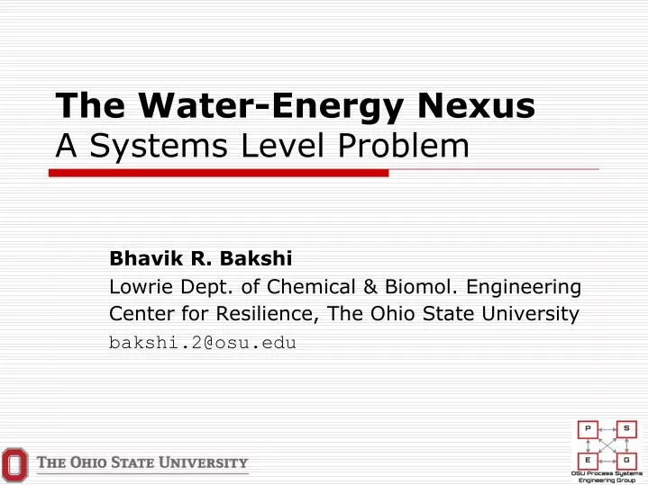 the water energy nexus a systems level problem