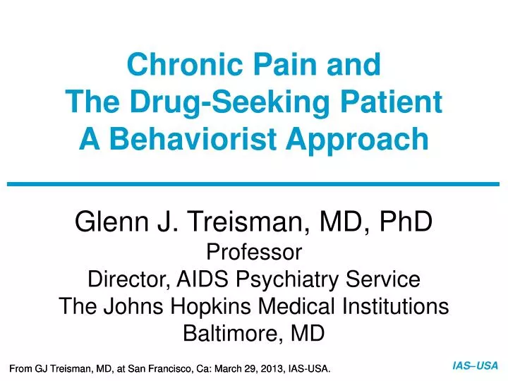 chronic pain and the drug seeking patient a behaviorist approach