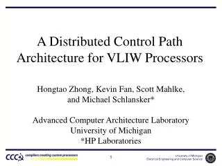 A Distributed Control Path Architecture for VLIW Processors