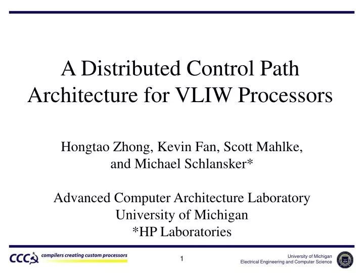 a distributed control path architecture for vliw processors