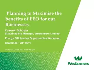 Planning to Maximise the benefits of EEO for our Businesses