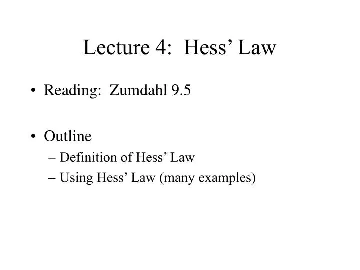 lecture 4 hess law