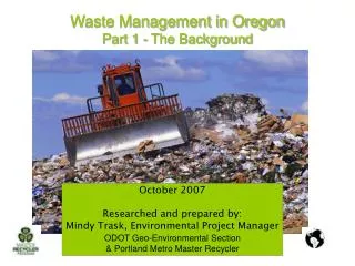 Waste Management in Oregon Part 1 - The Background