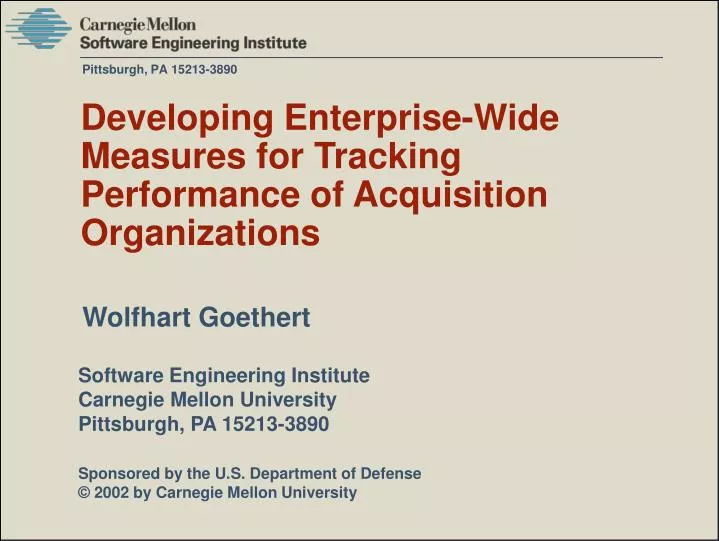 developing enterprise wide measures for tracking performance of acquisition organizations