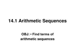 14.1 Arithmetic Sequences