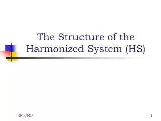 The Structure of the Harmonized System (HS)