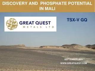 DISCOVERY AND PHOSPHATE POTENTIAL IN MALI