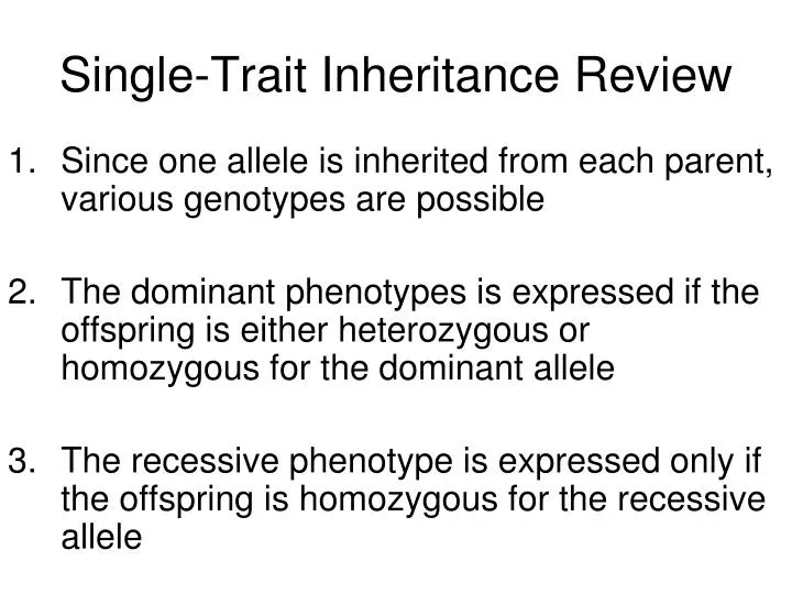 single trait inheritance review