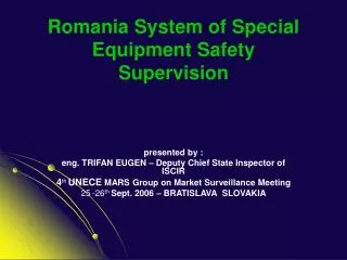 Romania System of Special Equipment Safety Supervision