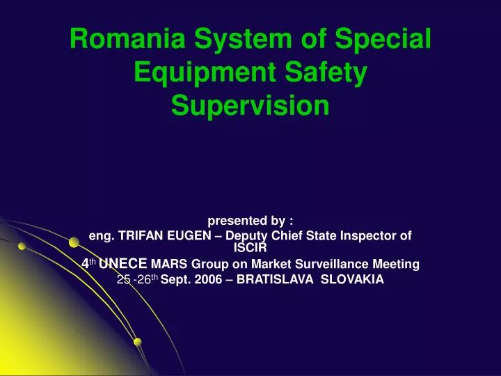 romania system of special equipment safety supervision