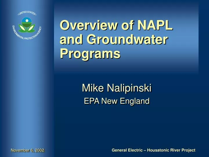 overview of napl and groundwater programs