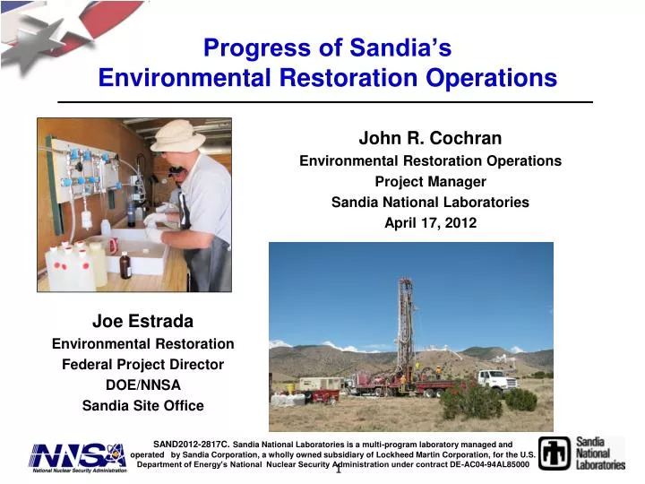 progress of sandia s environmental restoration operations