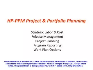 HP-PPM Project &amp; Portfolio Planning