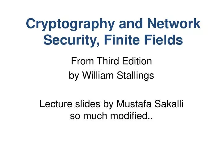 cryptography and network security finite fields