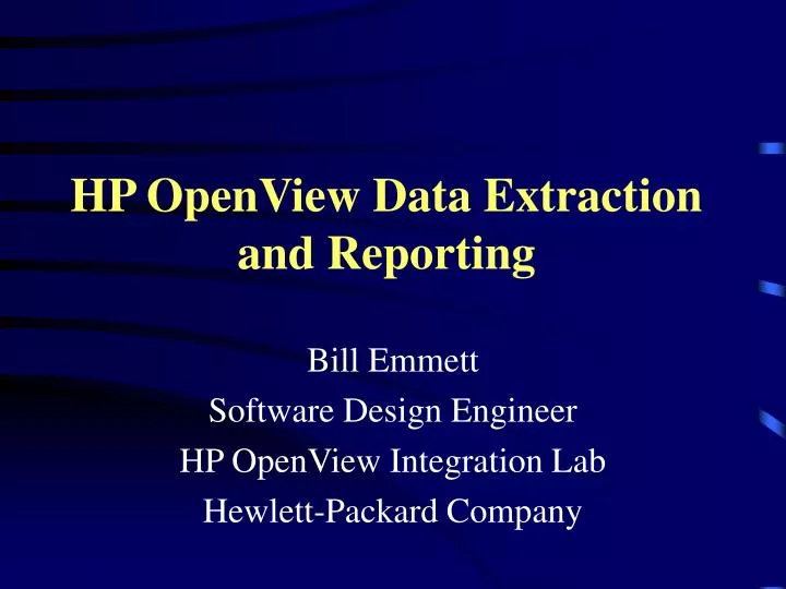 hp openview data extraction and reporting