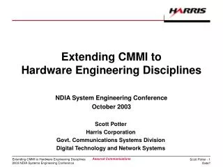 Extending CMMI to Hardware Engineering Disciplines