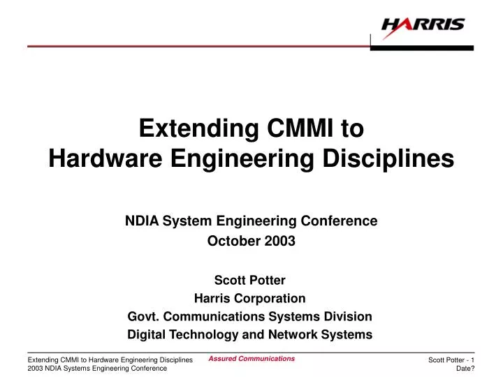 extending cmmi to hardware engineering disciplines