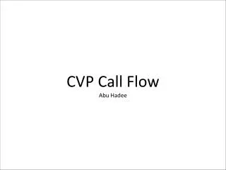CVP Call Flow Abu Hadee