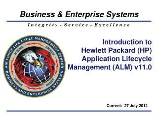 Introduction to Hewlett Packard (HP) Application Lifecycle Management (ALM) v11.0