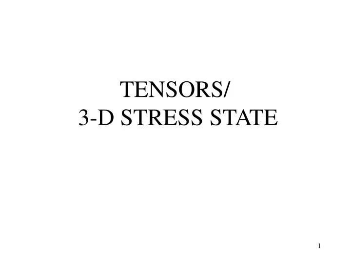 tensors 3 d stress state
