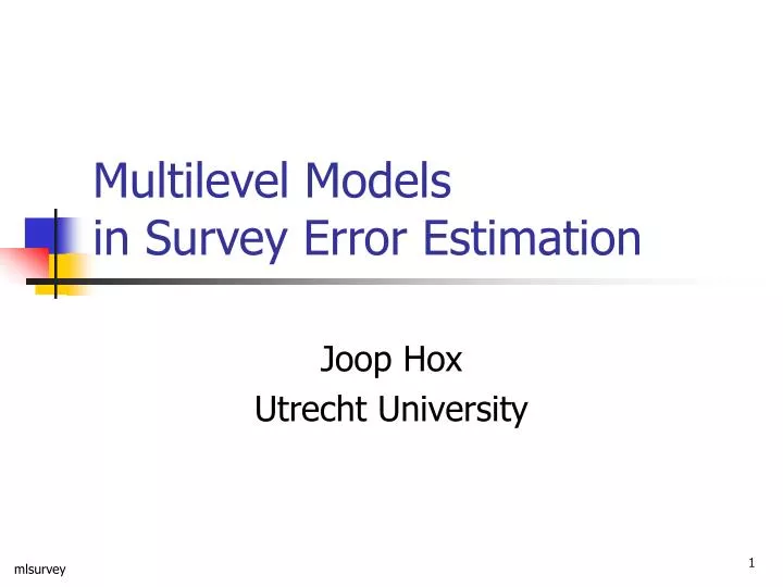 multilevel models in survey error estimation
