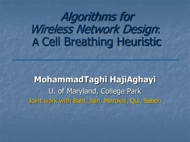 algorithms for wireless network design a cell breathing heuristic