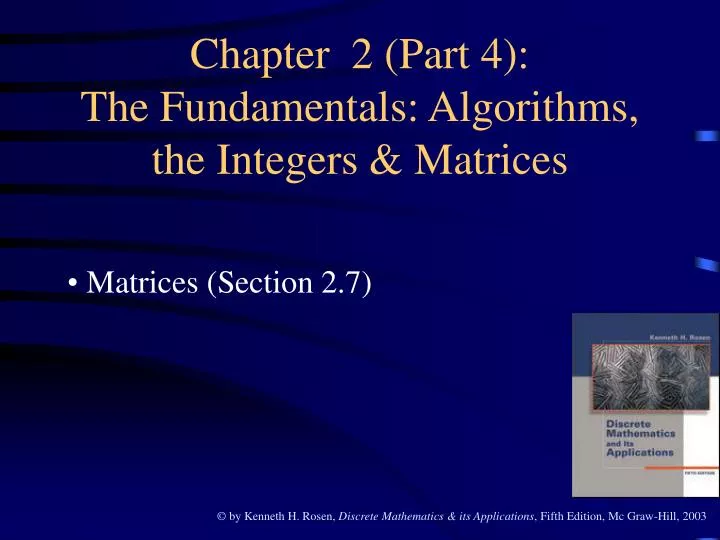 chapter 2 part 4 the fundamentals algorithms the integers matrices